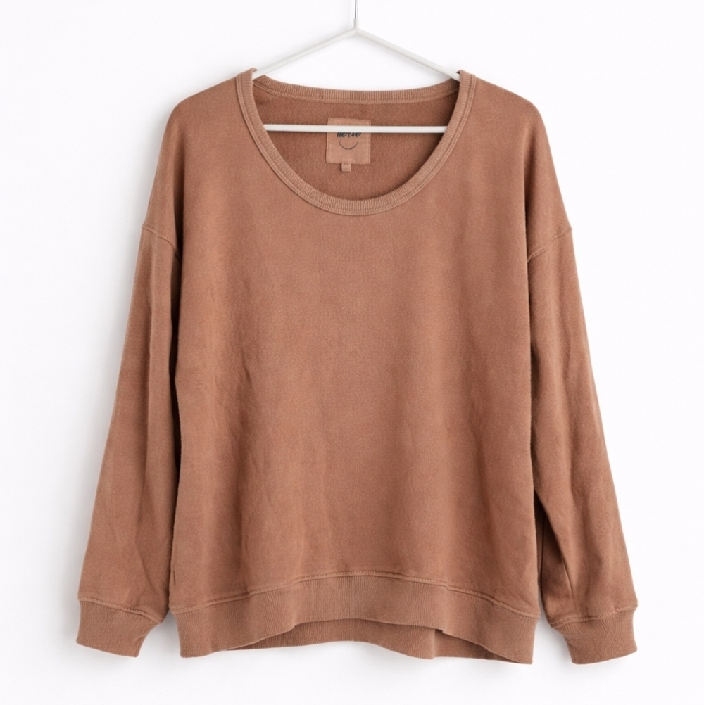 Aerie Oversized Brown Crewneck Sweatshirt, Women's Size XS